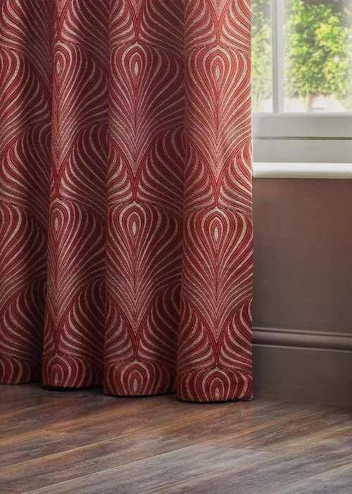 Paoletti Gatsby Jacquard Eyelet Curtains Terracotta - ZAC Image 3