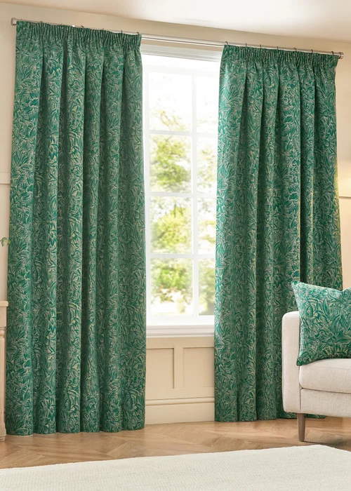 Wylder Nature Grantley Jacquard Pencil Pleat Curtains - 46W X 54D (117x137cm) Image 2