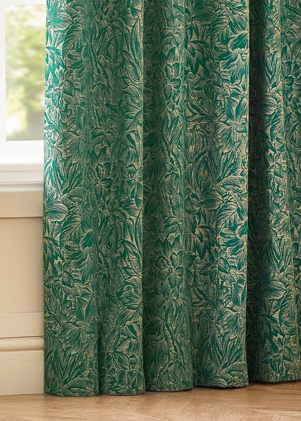 Wylder Nature Grantley Jacquard Pencil Pleat Curtains - 46W X 54D (117x137cm) Image 4