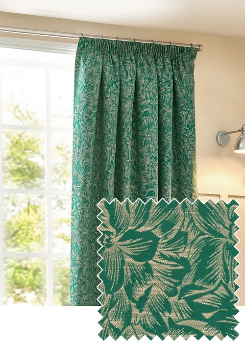 Wylder Nature Grantley Jacquard Pencil Pleat Curtains - 46W X 54D (117x137cm) Image 1