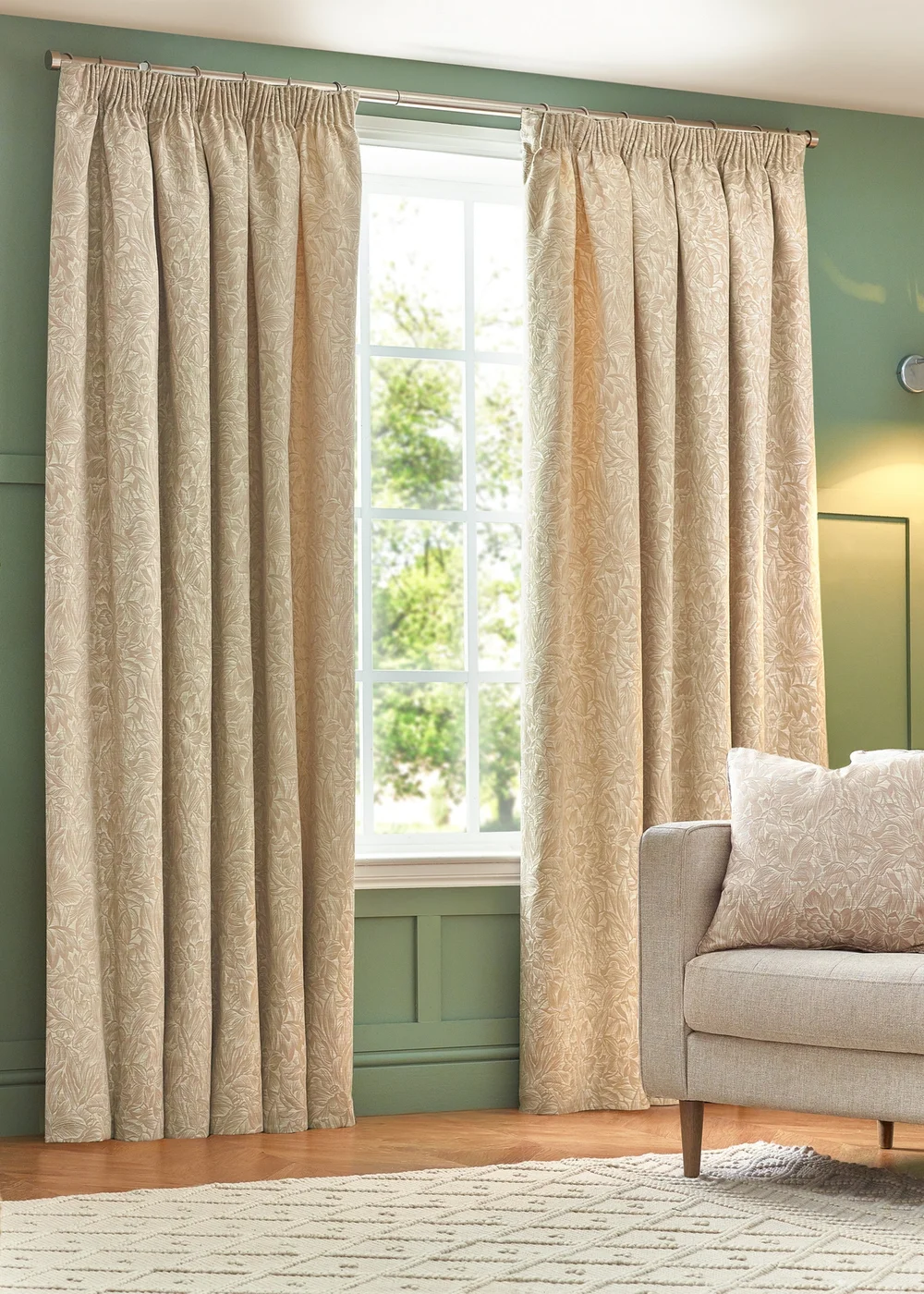 Wylder Nature Grantley Jacquard Pencil Pleat Curtains - 46W X 54D (117x137cm) Image 2