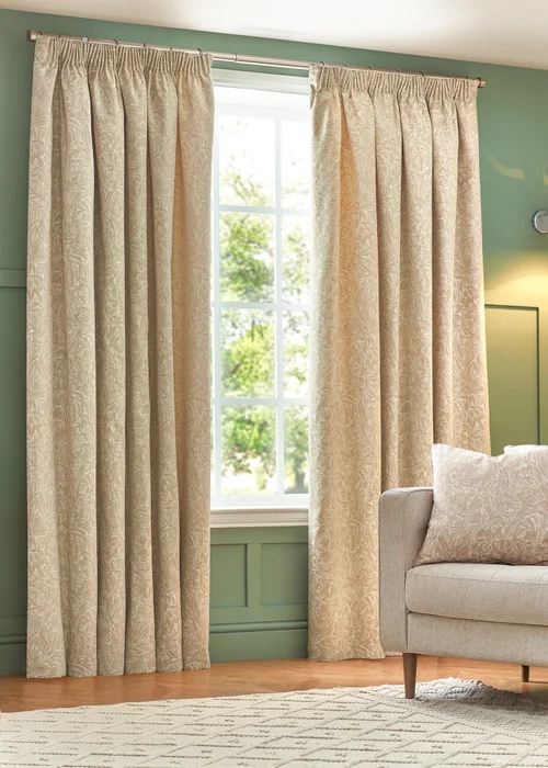 Wylder Nature Grantley Jacquard Pencil Pleat Curtains - 46W X 54D (117x137cm) Image 2