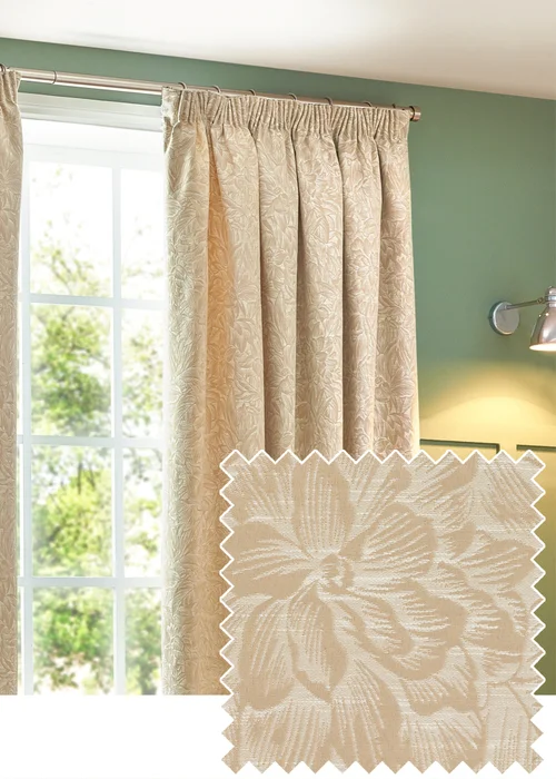 Wylder Nature Grantley Jacquard Pencil Pleat Curtains - 46W X 54D (117x137cm) Image 1