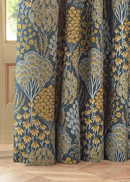 Wylder Nature Ophelia Floral Jacquard Pencil Pleat Curtains - 46W X 54D (117x137cm) Image 4