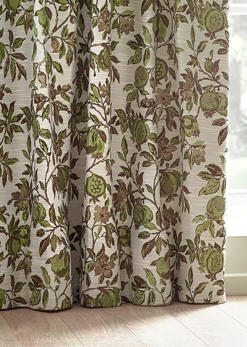 Wylder Nature Pomegranate Floral Jacquard Pencil Pleat Curtains - 46W X 54D (117x137cm) Image 4