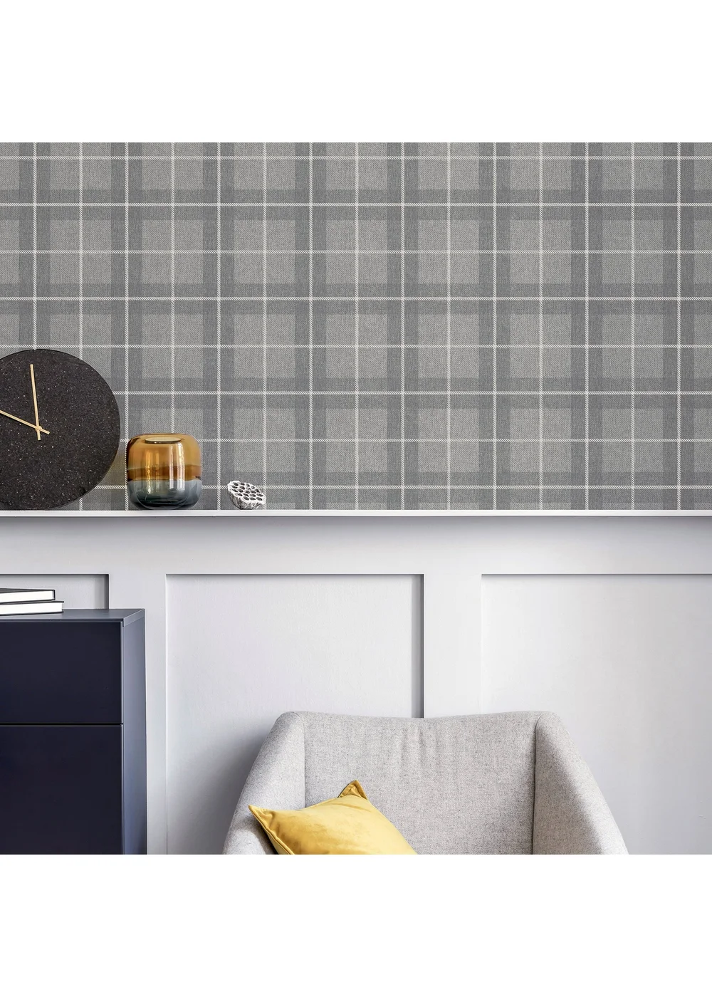 Arthouse Heritage Check Grey/Silver - One Size Image 3