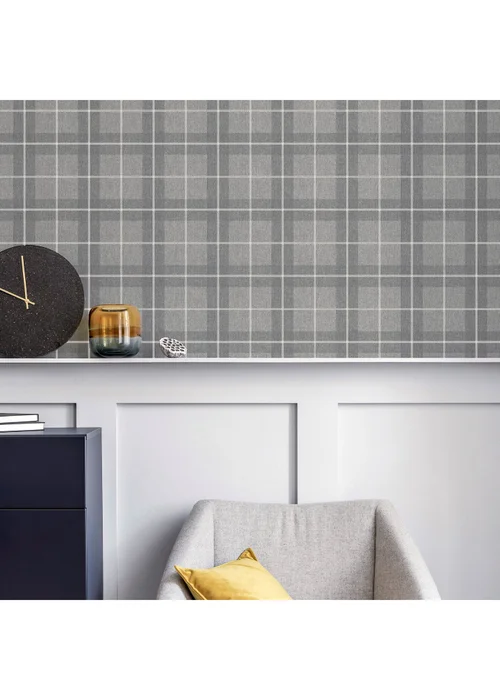 Arthouse Heritage Check Grey/Silver - One Size Image 3