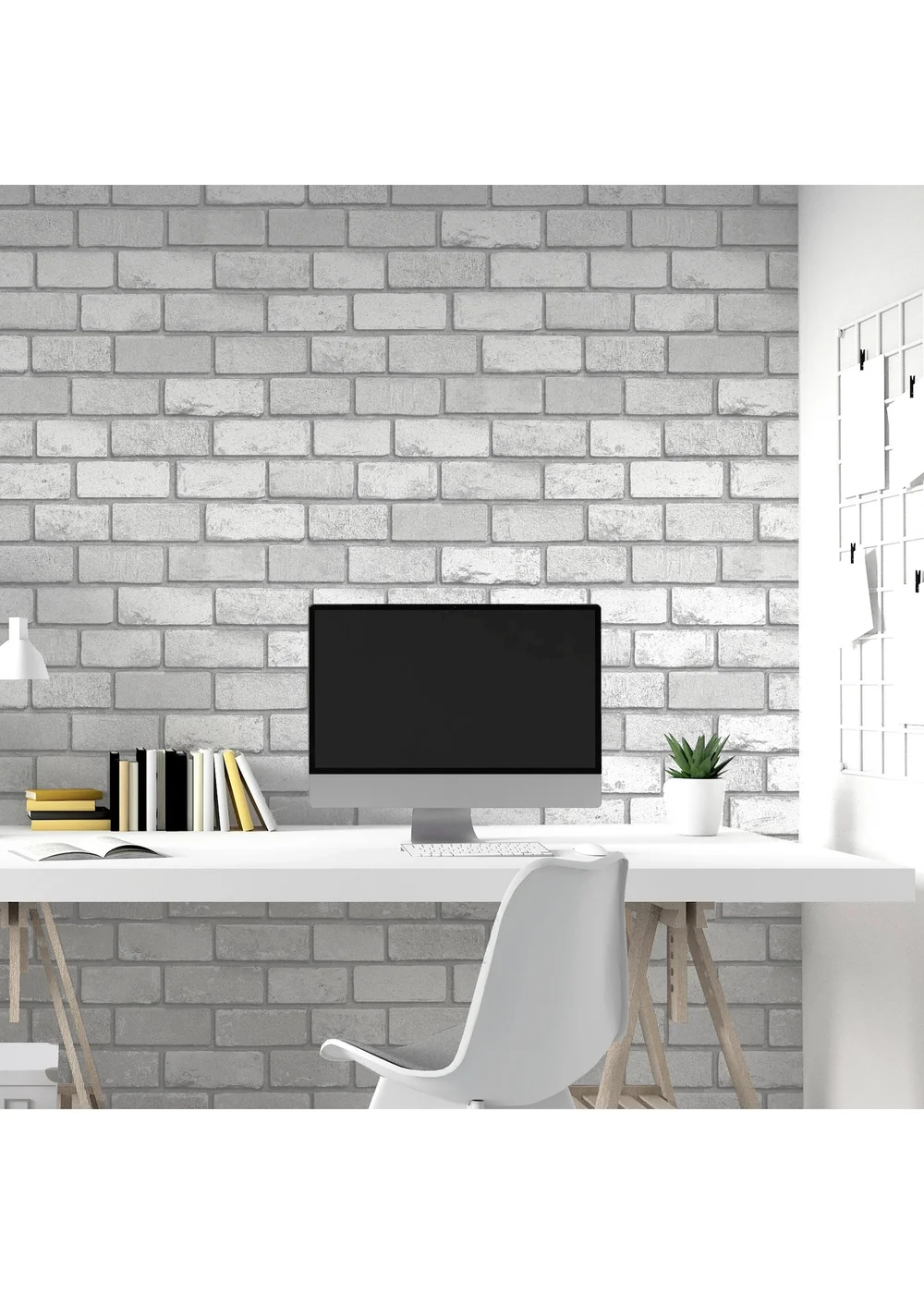 Arthouse Metallic Brick White/Silver - One Size Image 3