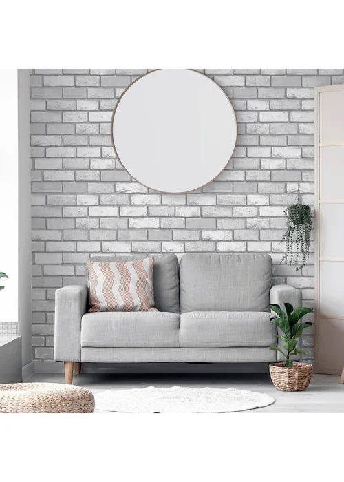 Arthouse Metallic Brick White/Silver - One Size Image 4