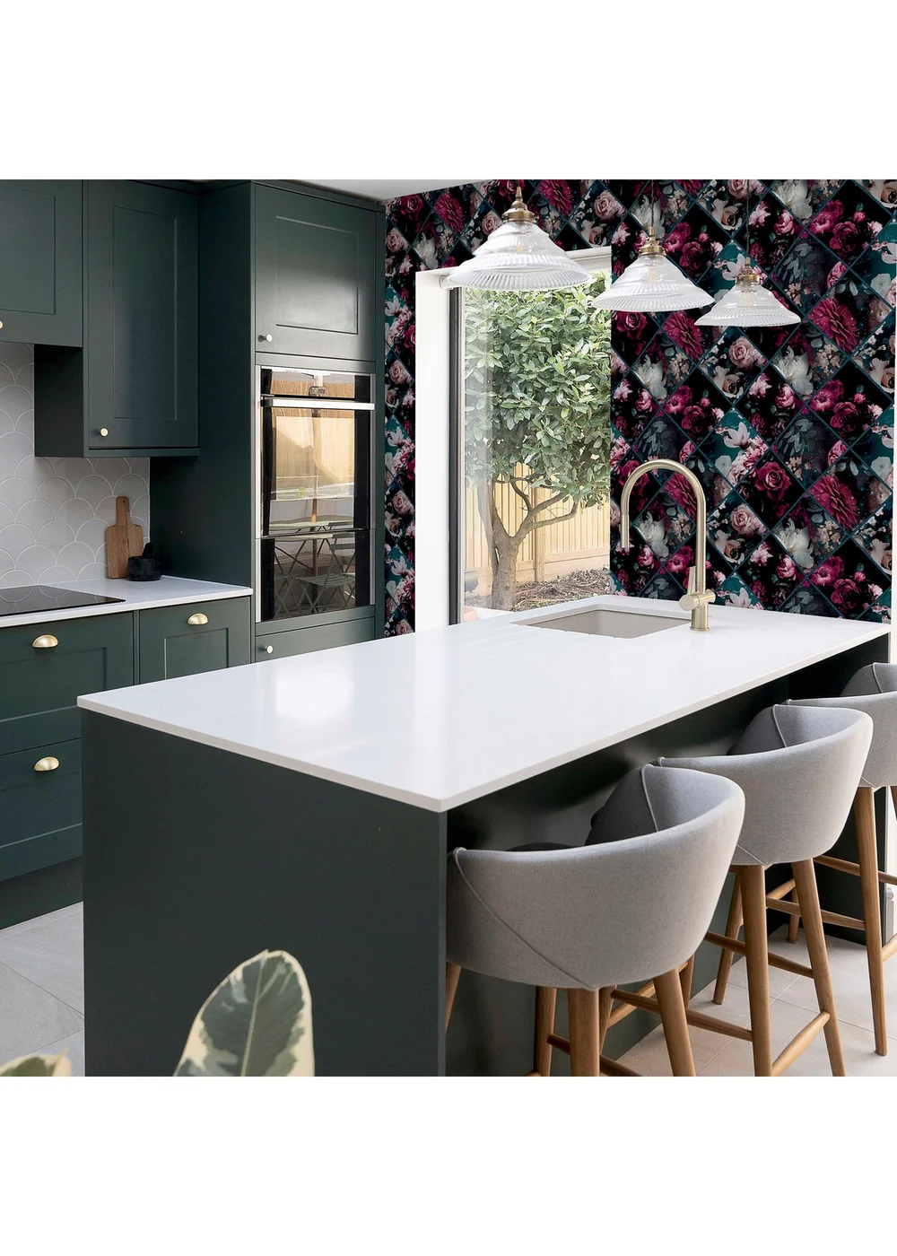 Arthouse Floral Collage Plum & Teal - One Size Image 3