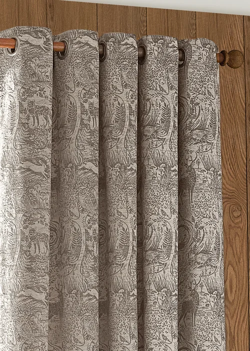 furn. Winter Woods Animal Chenille Eyelet Curtains Taupe - ZAC Image 3
