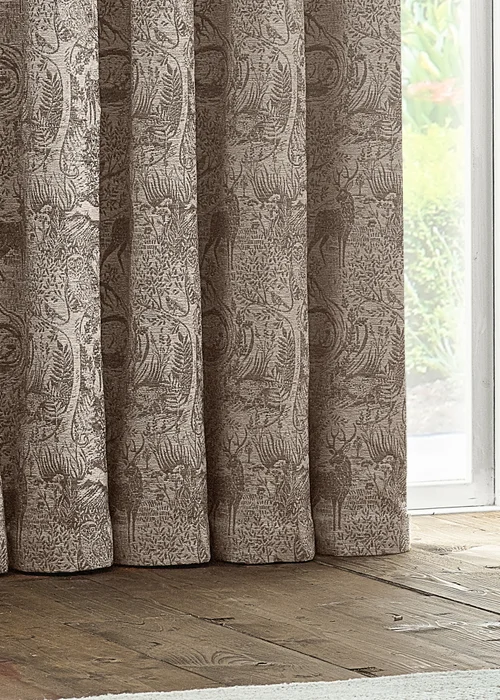 furn. Winter Woods Animal Chenille Eyelet Curtains Taupe - ZAC Image 4