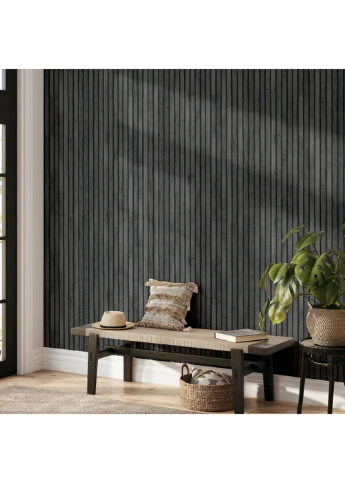 Arthouse Wood Slats Charcoal Grey - One Size Image 4