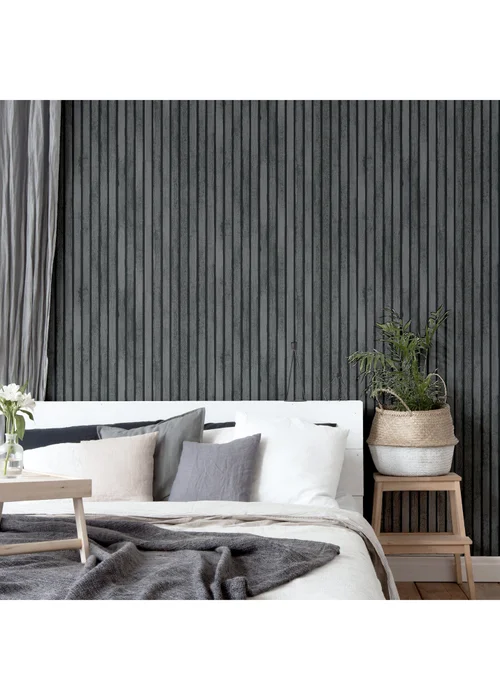Arthouse Wood Slats Charcoal Grey - One Size Image 5