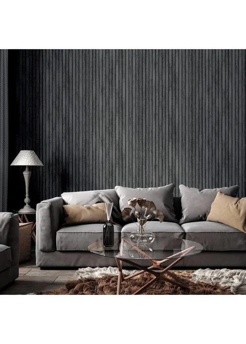 Arthouse Wood Slats Charcoal Grey - One Size Image 3