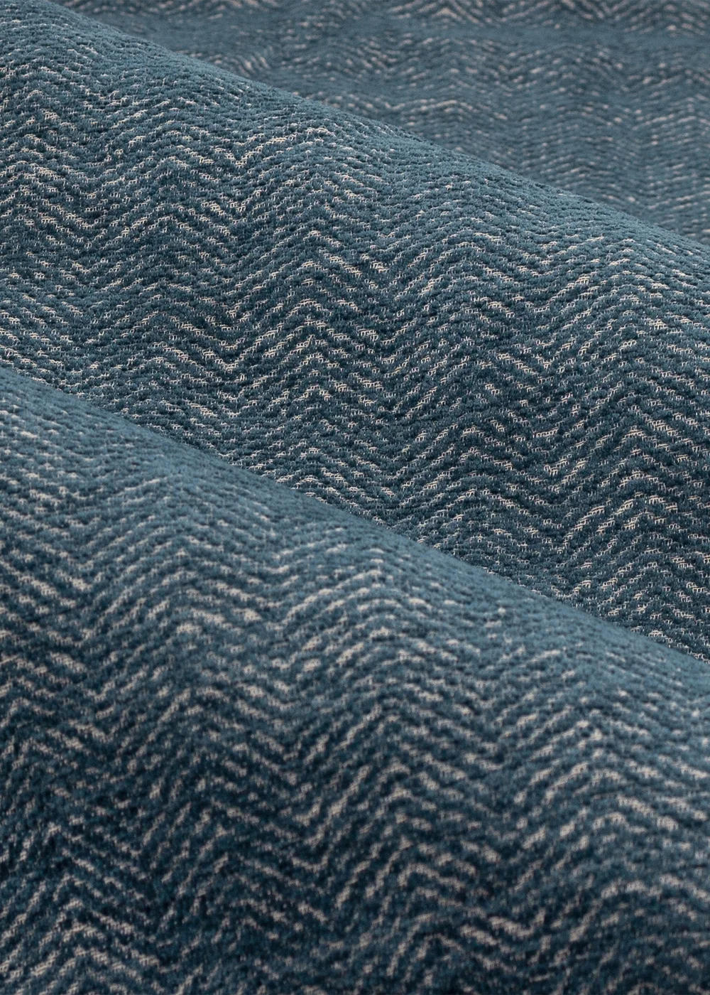 furn. Hudson Herringbone Chenille Eyelet Curtains Blue - ZAC Image 5