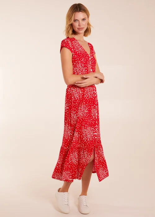 Blue Vanilla Red Button Through Shirred Waist Midi Dress - 12 Image 3