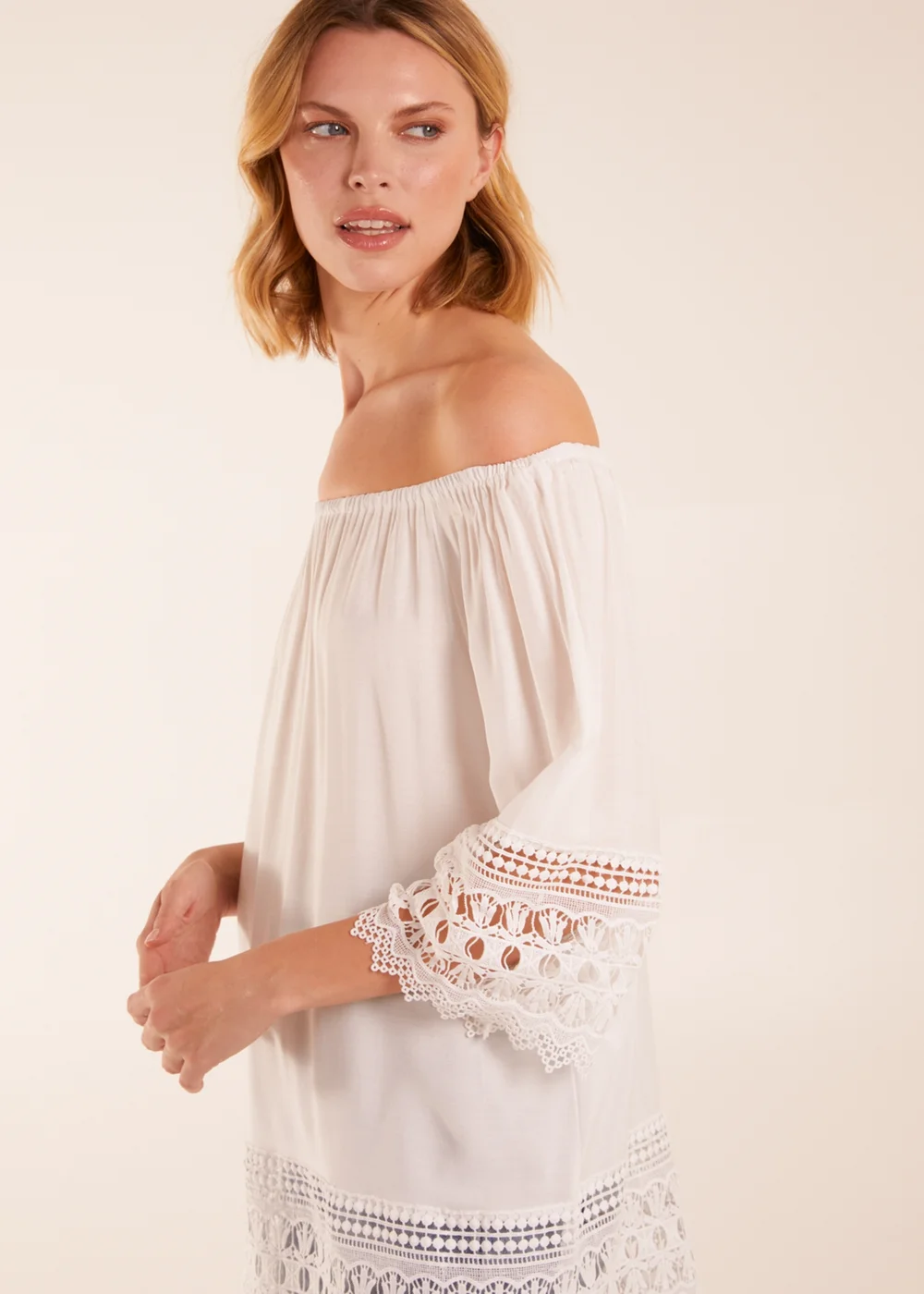 Blue Vanilla Ivory Bardot Detail Blouse - Small/Medium Image 2