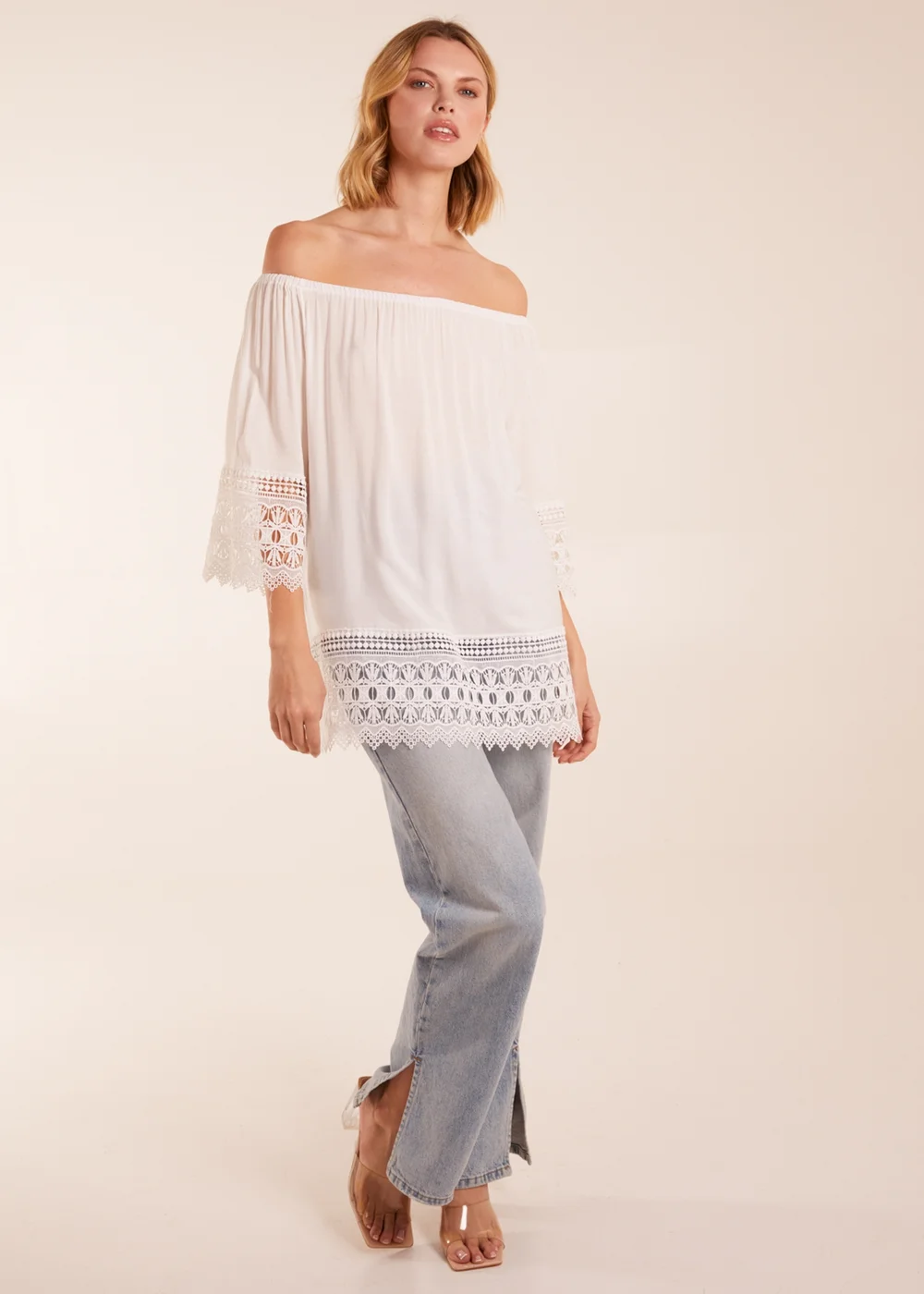 Blue Vanilla Ivory Bardot Detail Blouse - Small/Medium Image 3
