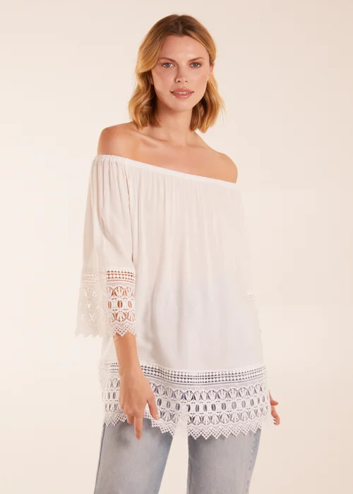 Blue Vanilla Ivory Bardot Detail Blouse - Small/Medium Image 1