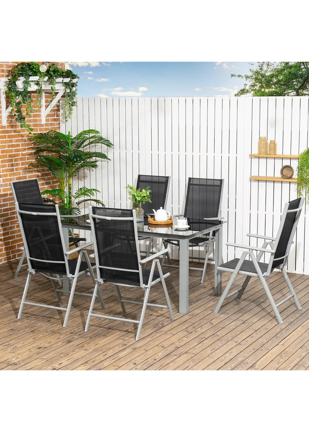 Outsunny Aluminium 7 Piece Garden Dining Set - One Size Image 1