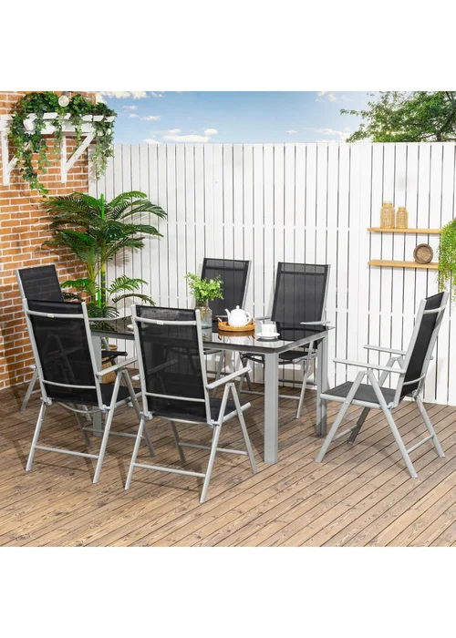 Outsunny Aluminium 7 Piece Garden Dining Set - One Size Image 1