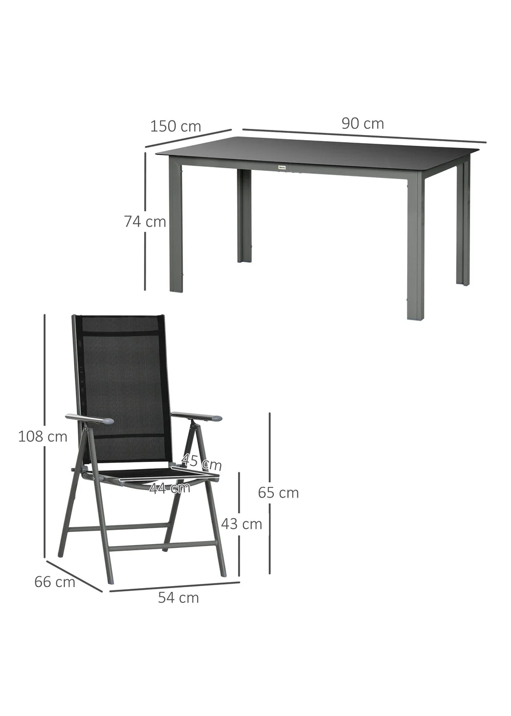 Outsunny Aluminium 7 Piece Garden Dining Set - One Size Image 3