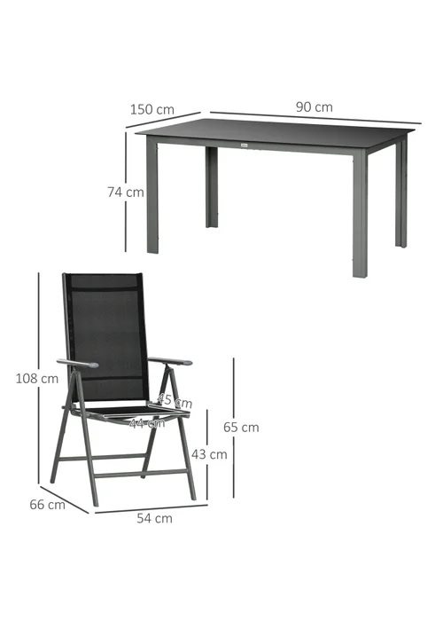Outsunny Aluminium 7 Piece Garden Dining Set - One Size Image 3