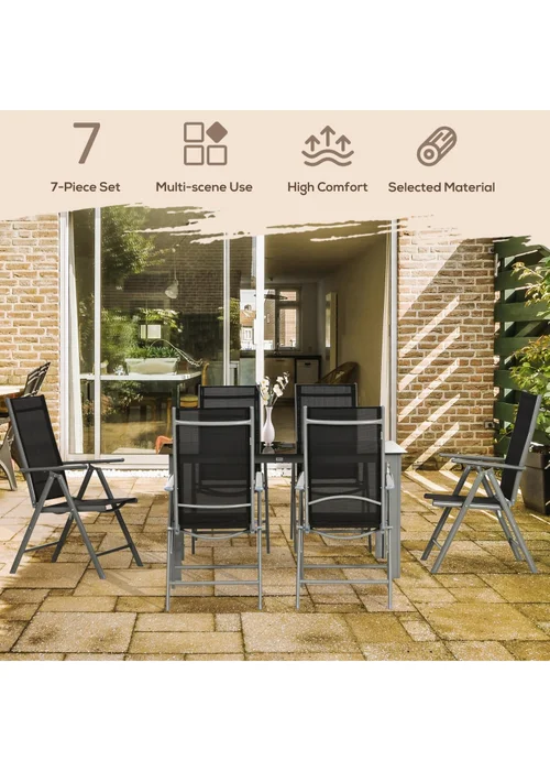 Outsunny Aluminium 7 Piece Garden Dining Set - One Size Image 4