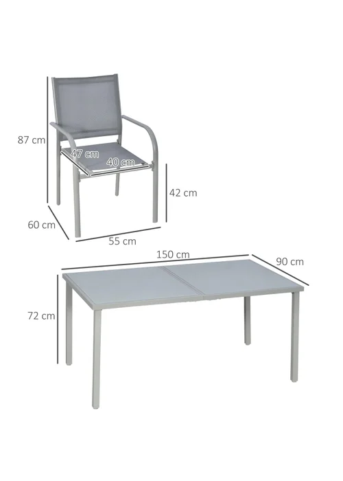 Outsunny 7pc Garden Dining Set-Outdoor Table and Chairs - One Size Image 3
