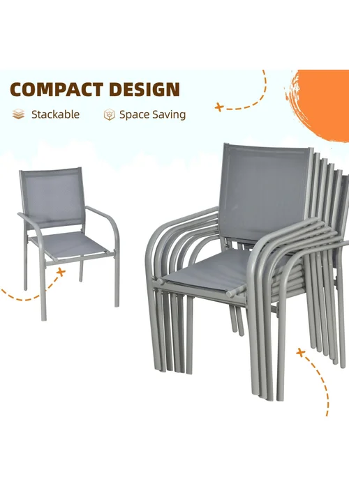 Outsunny 7pc Garden Dining Set-Outdoor Table and Chairs - One Size Image 5