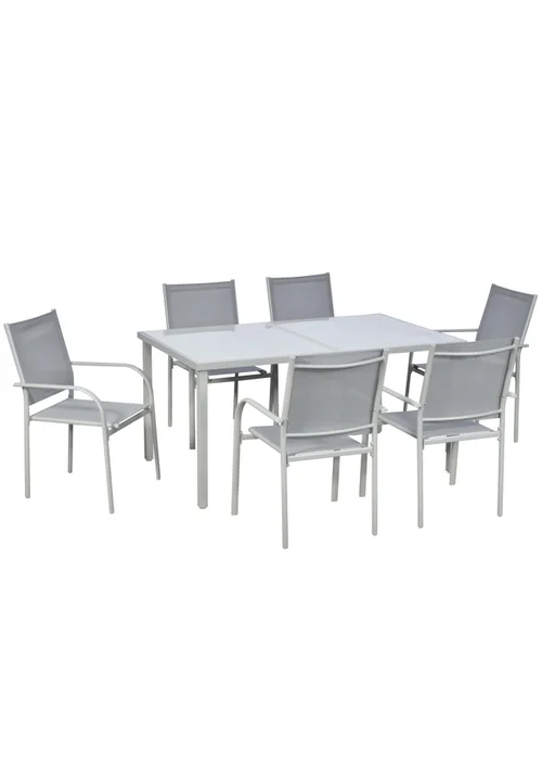 Outsunny 7pc Garden Dining Set-Outdoor Table and Chairs - One Size Image 2