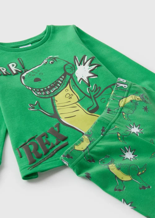 Disney Kids Green Rex Pyjama Top & Bottom Set (9mths-6yrs) - Age 9 - 12 Months Image 2