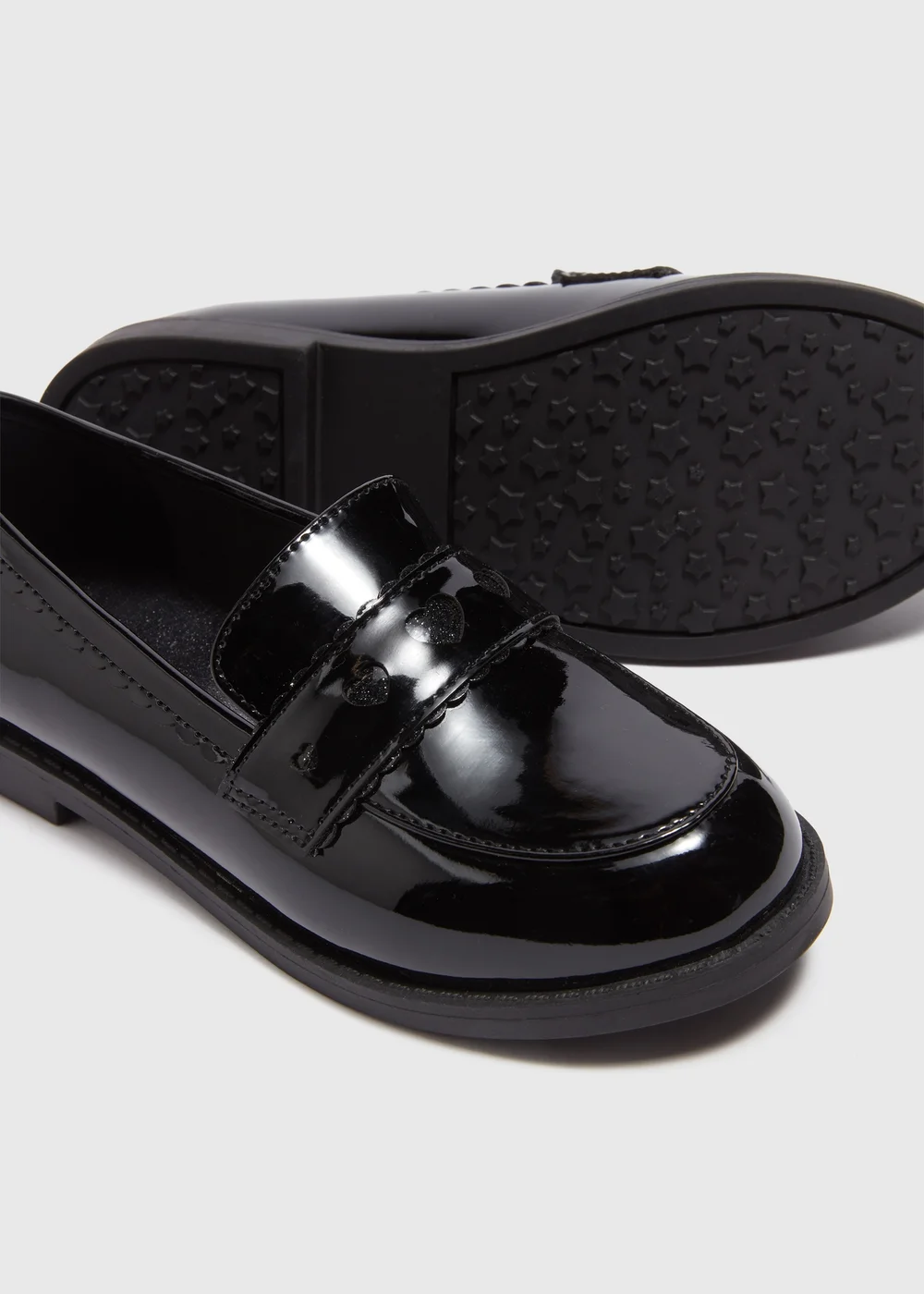 Girls Black Heart School Loafers (Younger 10-Older 5) - Size 1 Image 2