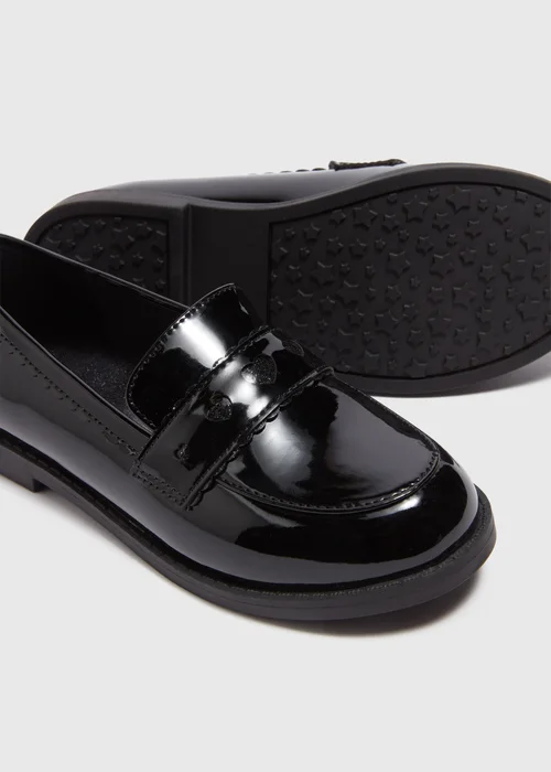 Girls Black Heart School Loafers (Younger 10-Older 5) - Size 1 Image 2