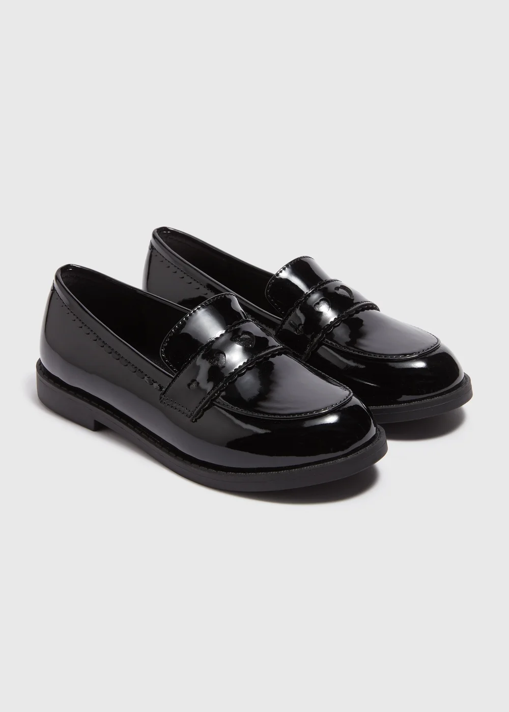 Girls Black Heart School Loafers (Younger 10-Older 5) - Size 1 Image 1