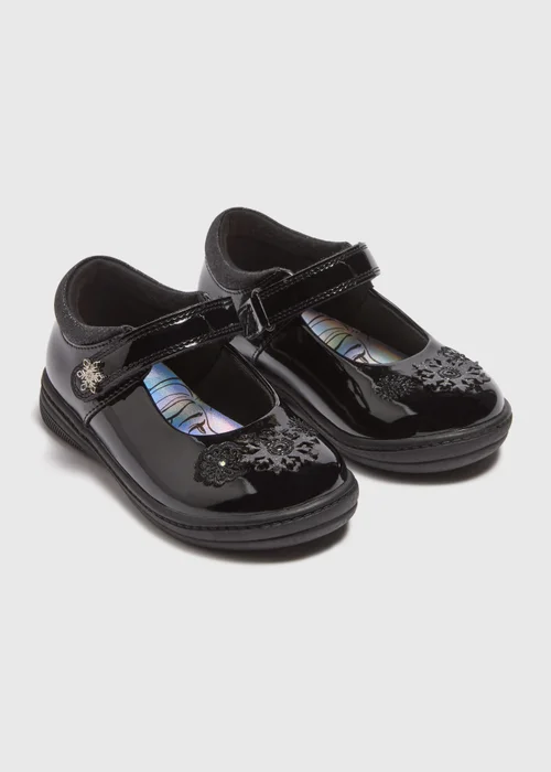 Girls Black Frozen Light-Up School Shoes (Younger 6-12) - Size 6 Infants Image 1