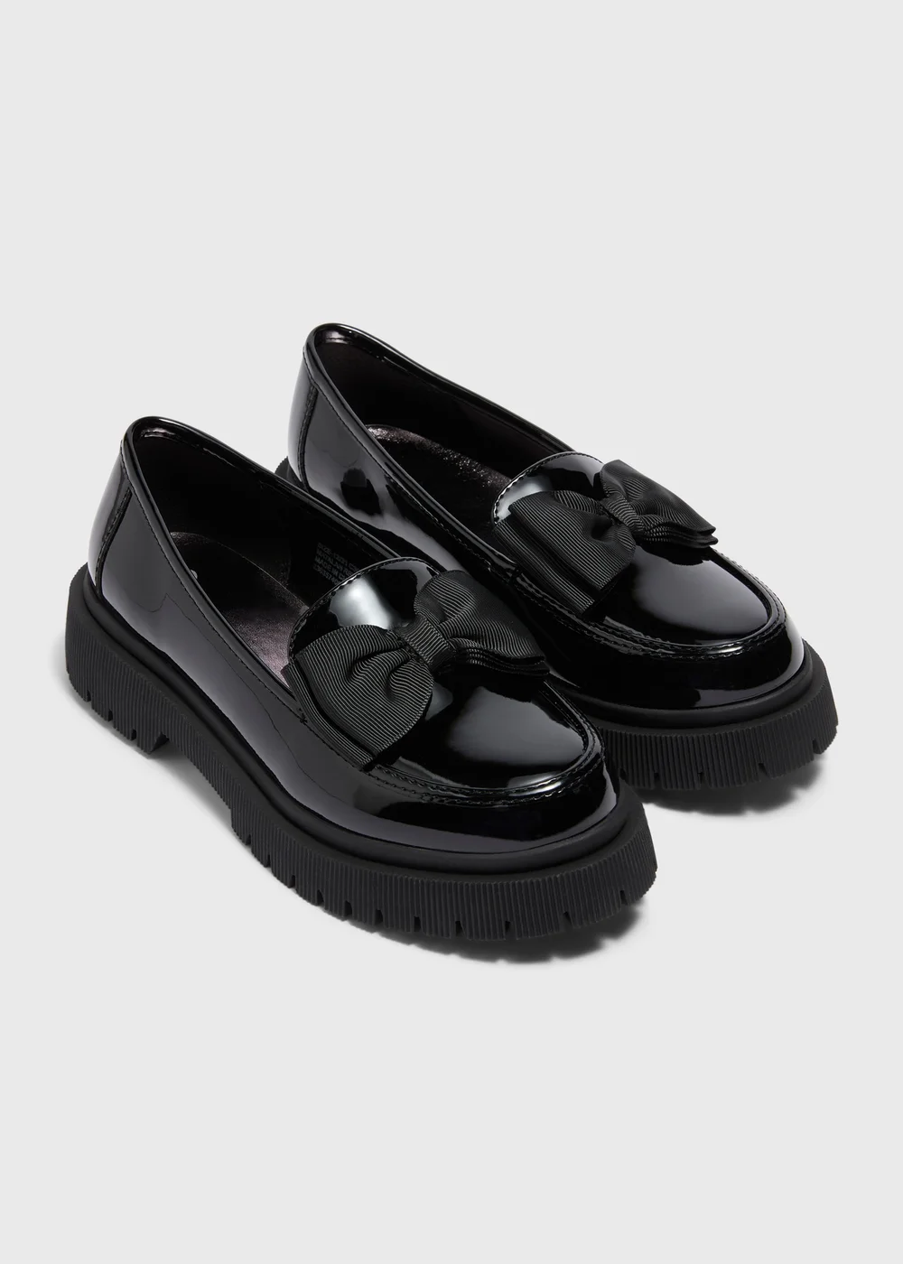 Girls Black Patent School Chunky Loafers (Younger 10-Older 5) - Size 1 Image 1