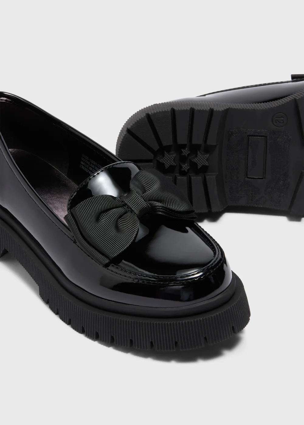 Girls Black Patent School Chunky Loafers (Younger 10-Older 5) - Size 1 Image 2