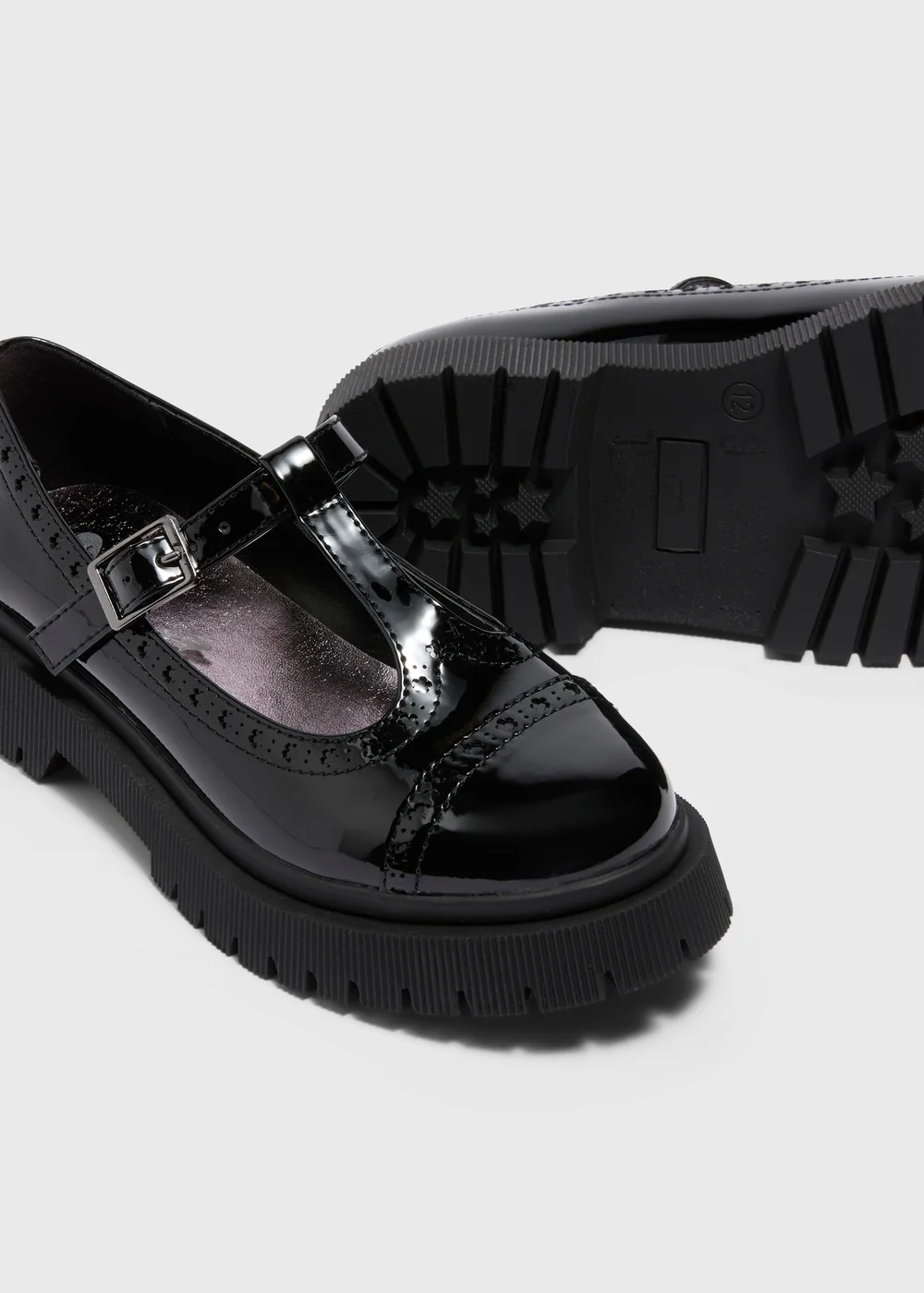 Girls Black School T-Bar Shoes (Younger 10-Older 5) - Size 1 Image 2