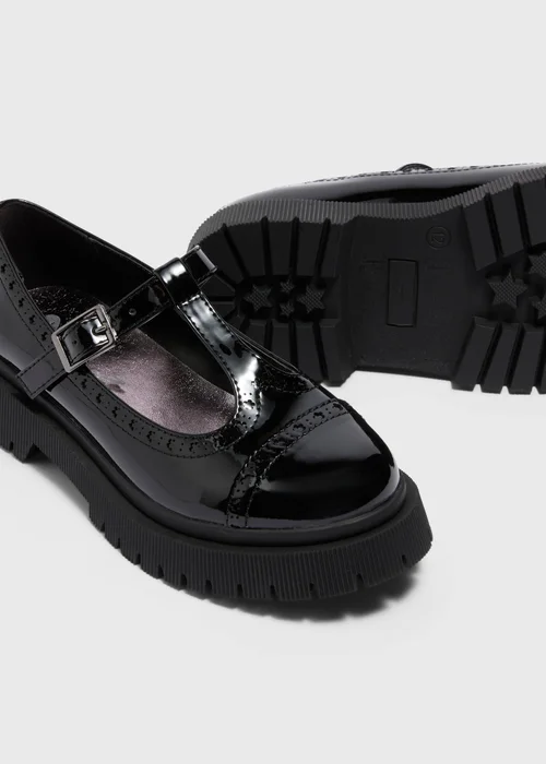 Girls Black School T-Bar Shoes (Younger 10-Older 5) - Size 1 Image 2