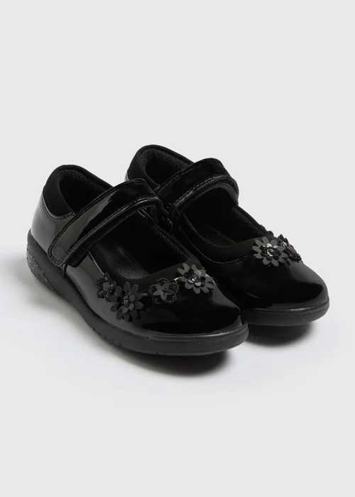 Girls Black Patent Mary Jane Light Up School Shoes (Younger 8-Older 2) - Size 1 Image 1