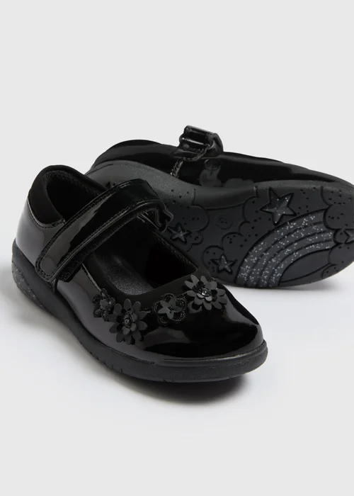 Girls Black Patent Mary Jane Light Up School Shoes (Younger 8-Older 2) - Size 1 Image 2