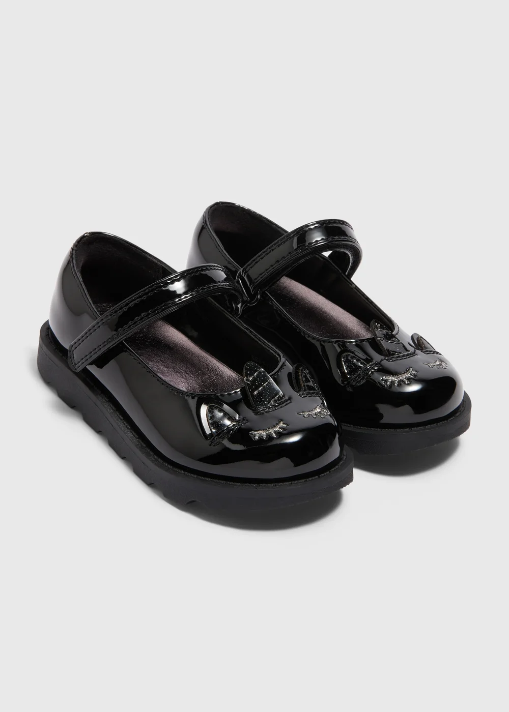 Girls Black Unicorn Mary Jane School Shoes (Younger 6-12) - Size 6 Infants Image 1