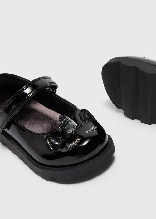 Girls Black Unicorn Mary Jane School Shoes (Younger 6-12) - Size 6 Infants Image 2