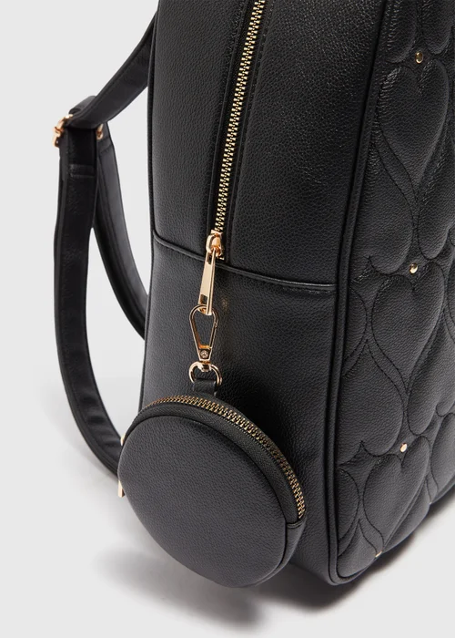 Girls Black Studded Backpack (37x27.5x12cm) - One Size Image 2