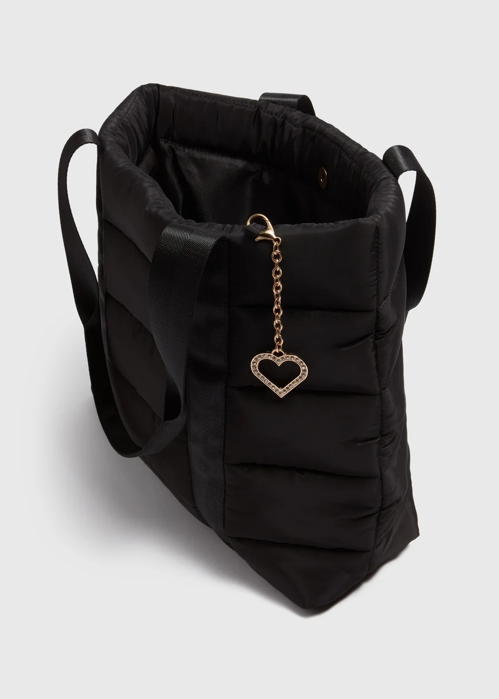 Girls Black Quilted Tote Bag (33x43x12cm) - One Size Image 2
