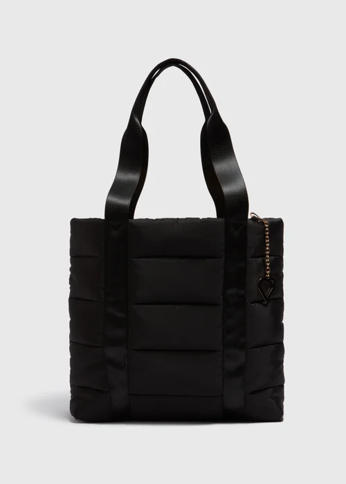 Girls Black Quilted Tote Bag (33x43x12cm) - One Size Image 1