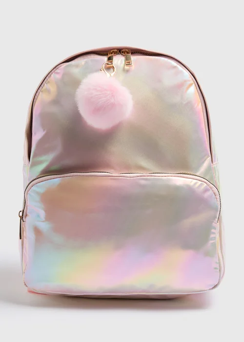 Girls Pink Iridescent Backpack - One Size Image 1