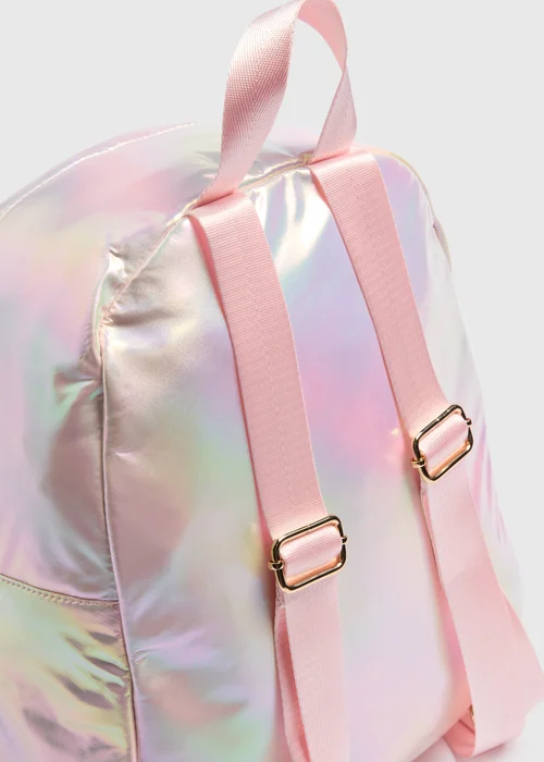 Girls Pink Iridescent Backpack - One Size Image 2